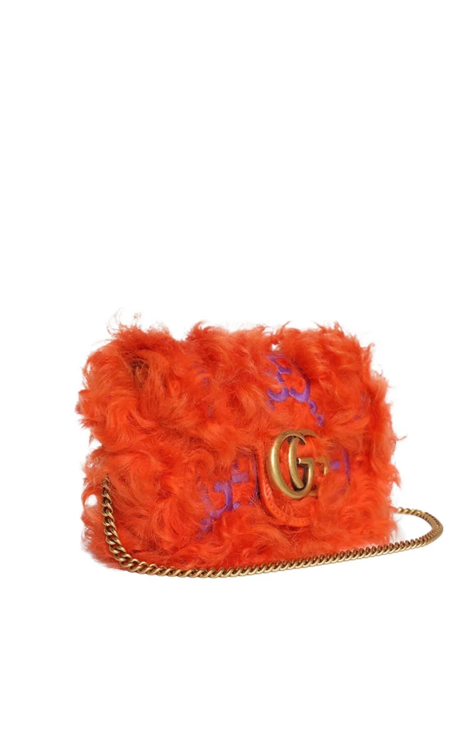 Marmont Super Mini Shearling Bag in Orange