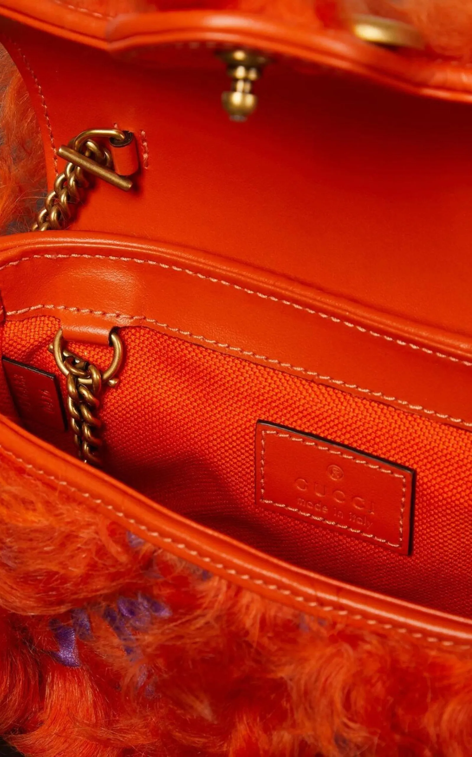 Marmont Super Mini Shearling Bag in Orange