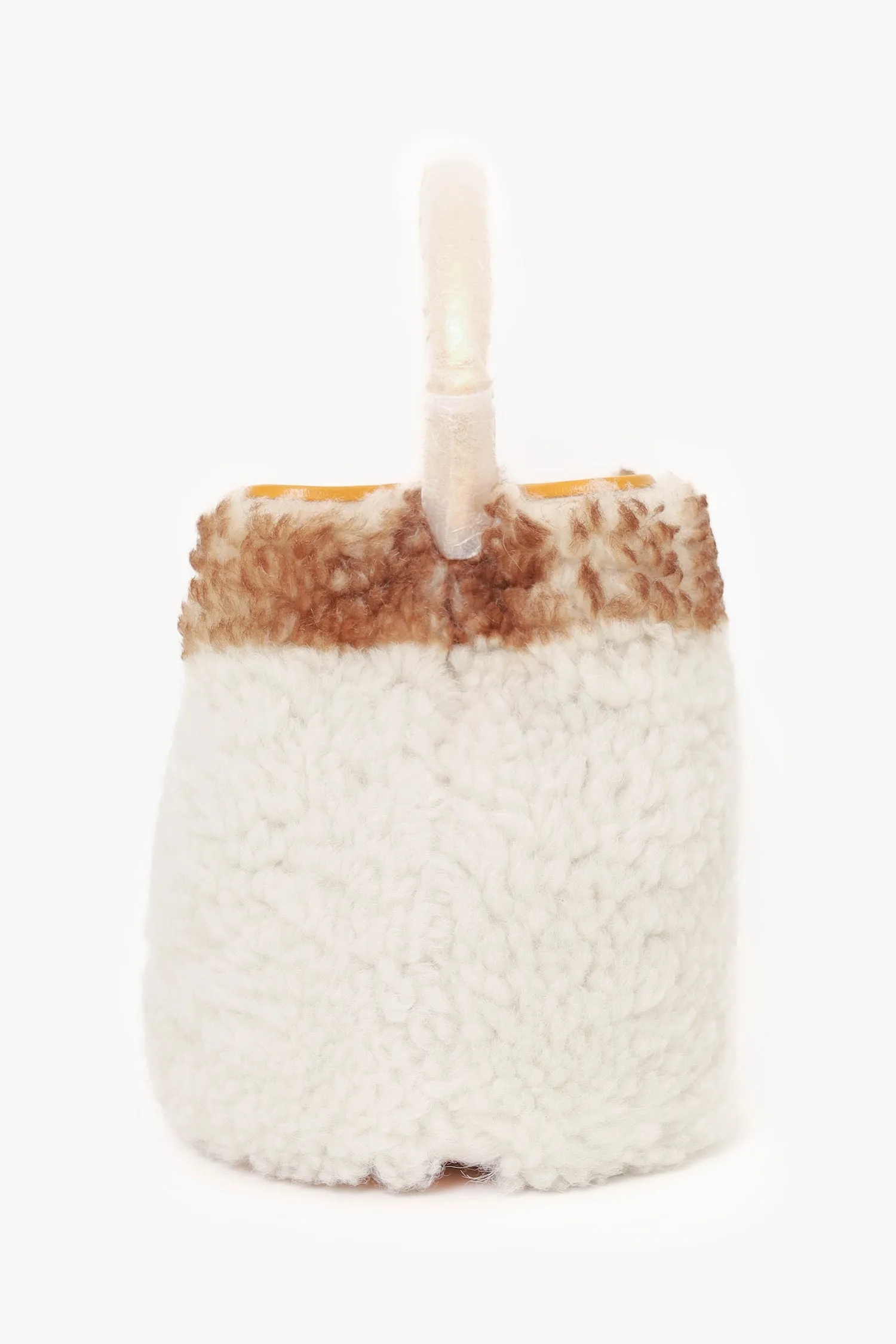 Marni White/Yellow Pannier Shearling Bucket Bag
