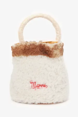 Marni White/Yellow Pannier Shearling Bucket Bag