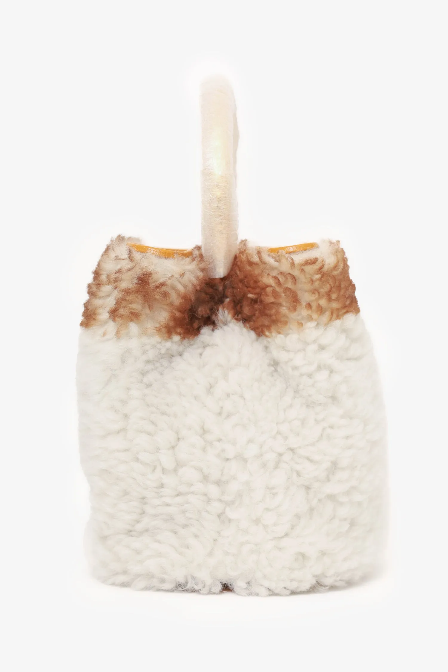 Marni White/Yellow Pannier Shearling Bucket Bag