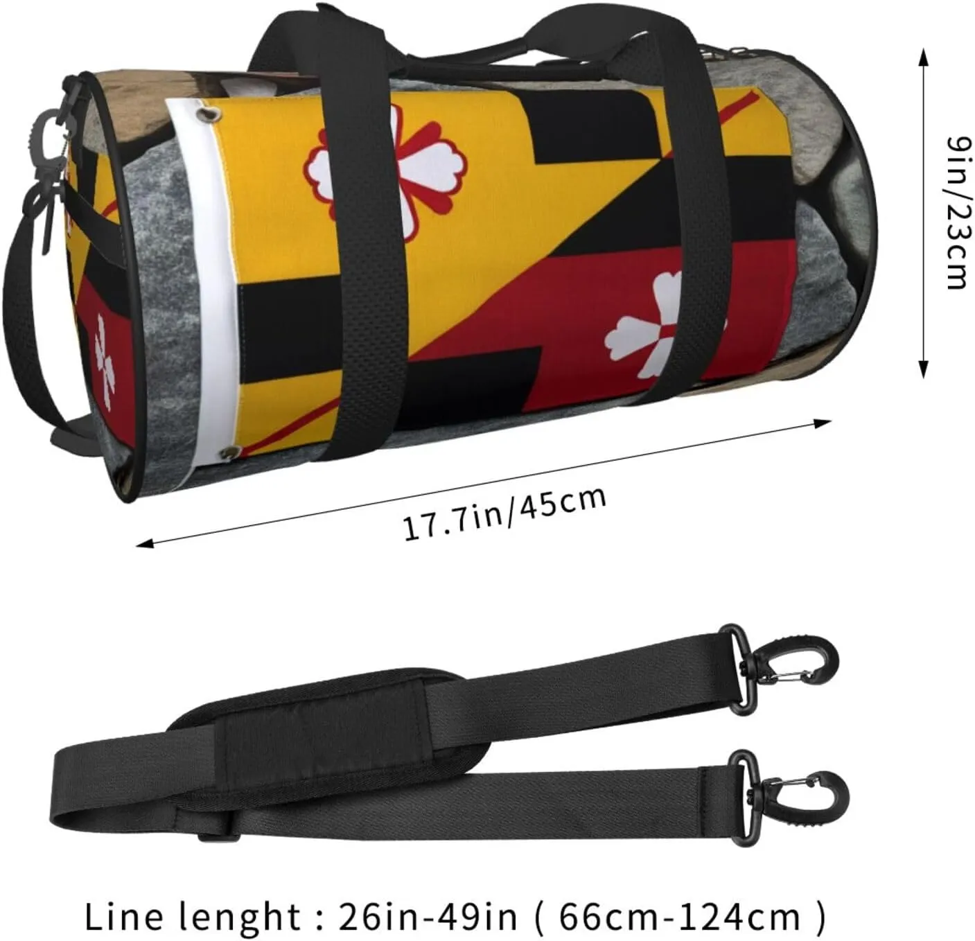maryland flag Printed Travel Bag,Round Personal Item Storage bag,Foldie Duffel Bag for Traveling Vacation,Fitness,Sports