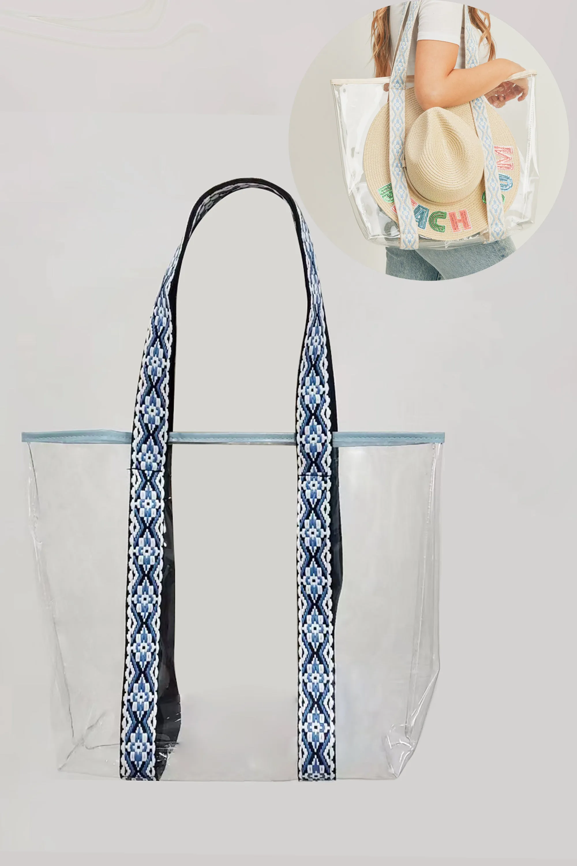 MB0192 FEDORA HAT CARRYING CLEAR TOTE BAG