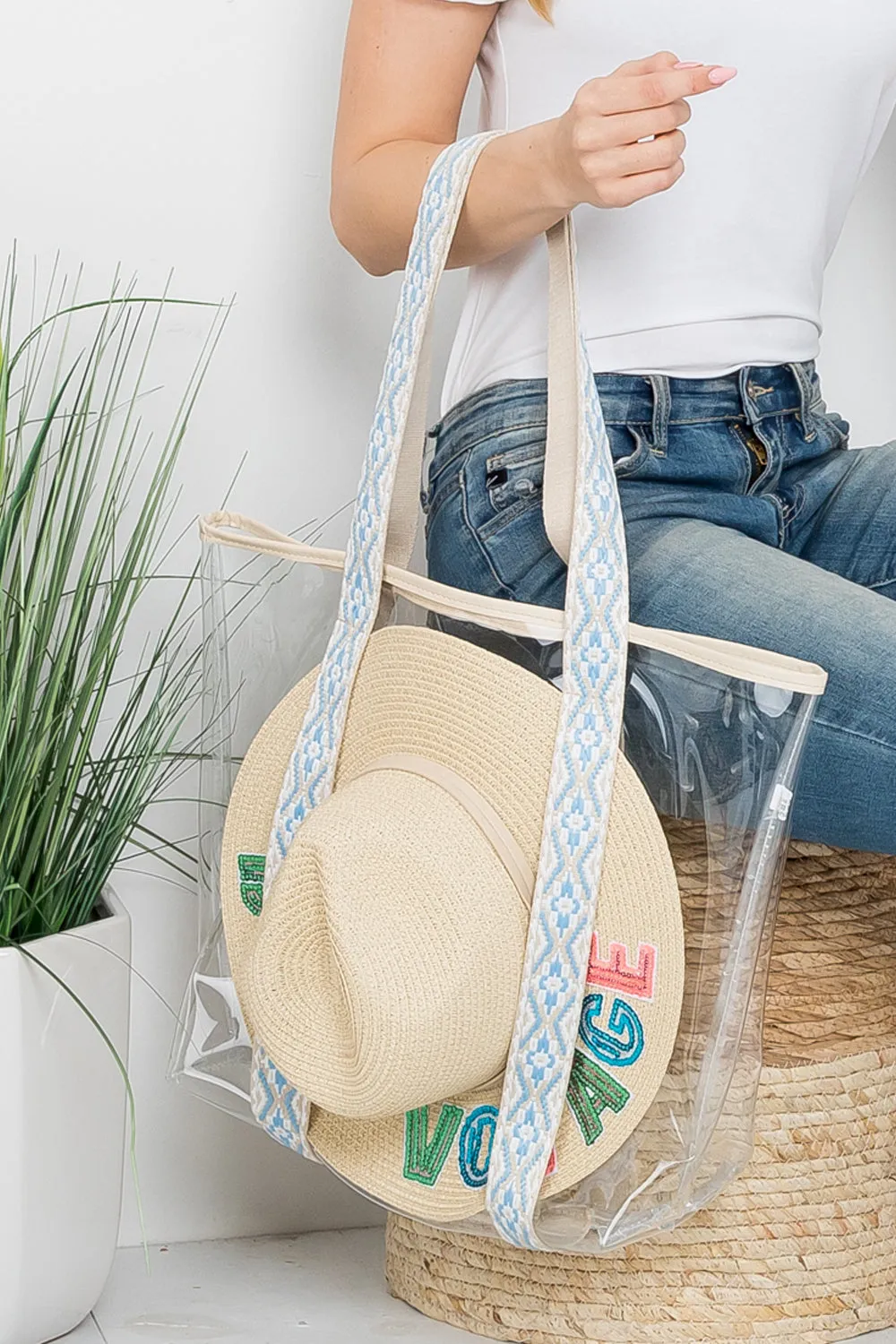 MB0192 FEDORA HAT CARRYING CLEAR TOTE BAG