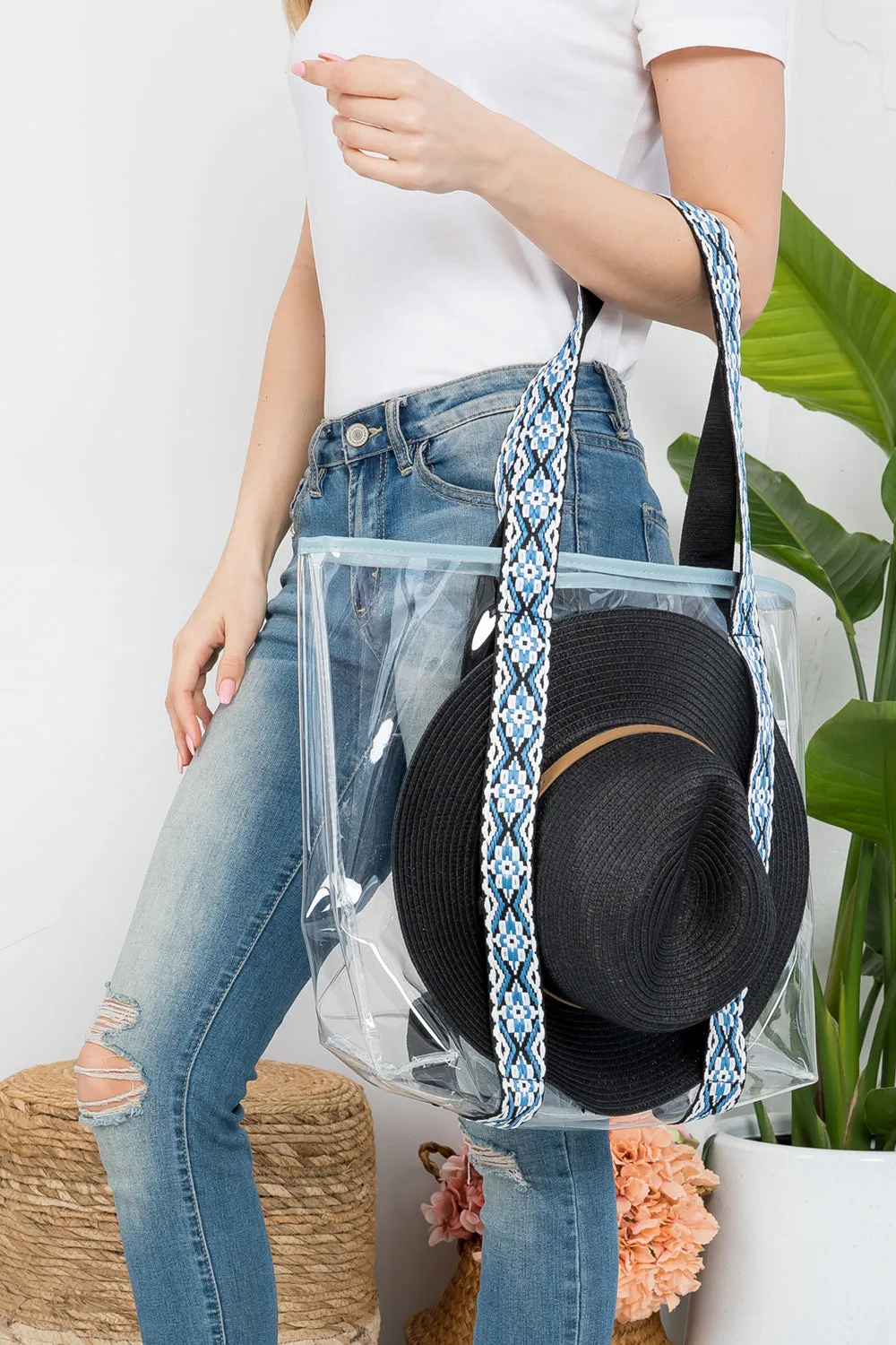 MB0192 FEDORA HAT CARRYING CLEAR TOTE BAG
