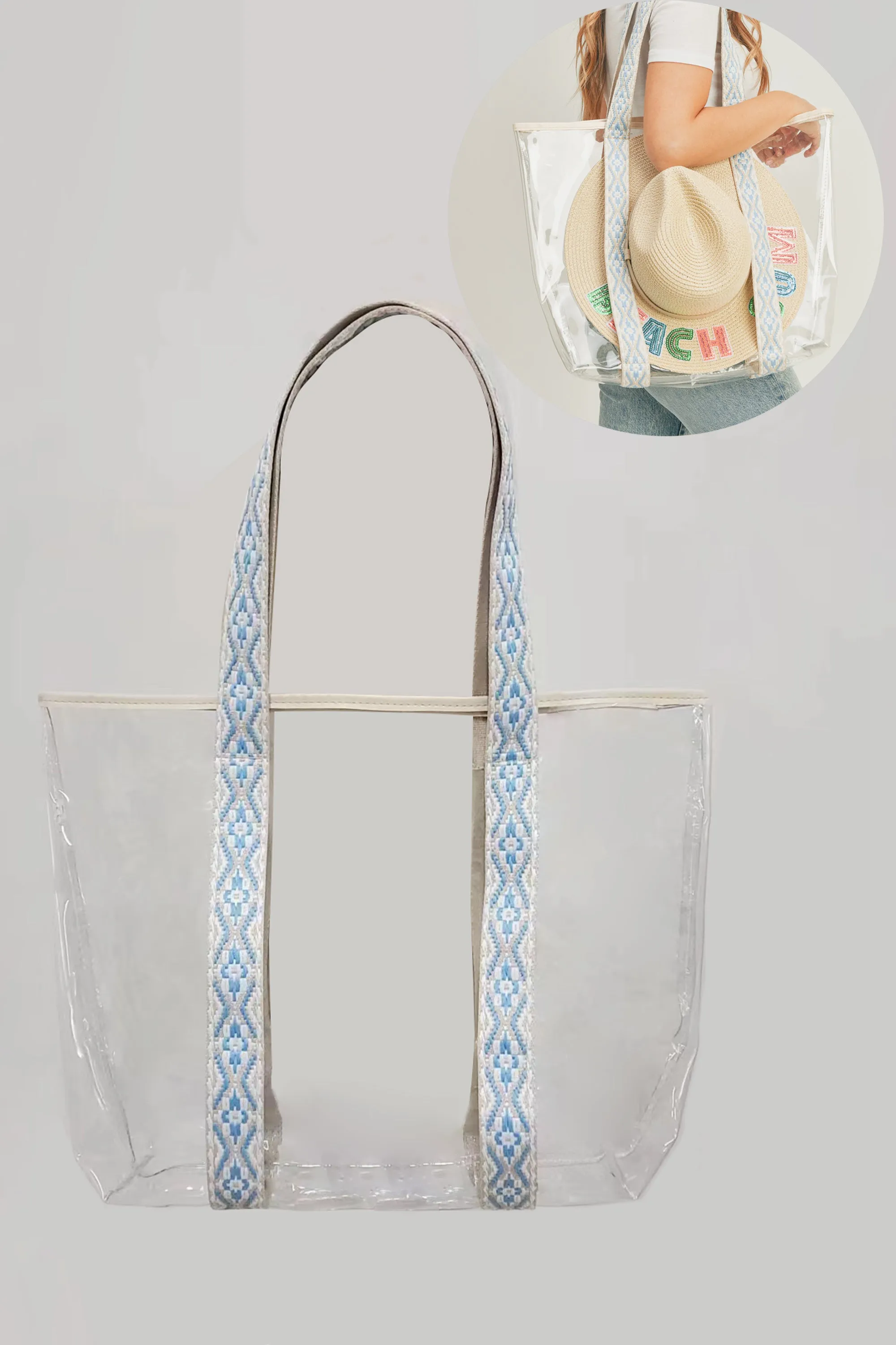 MB0192 FEDORA HAT CARRYING CLEAR TOTE BAG