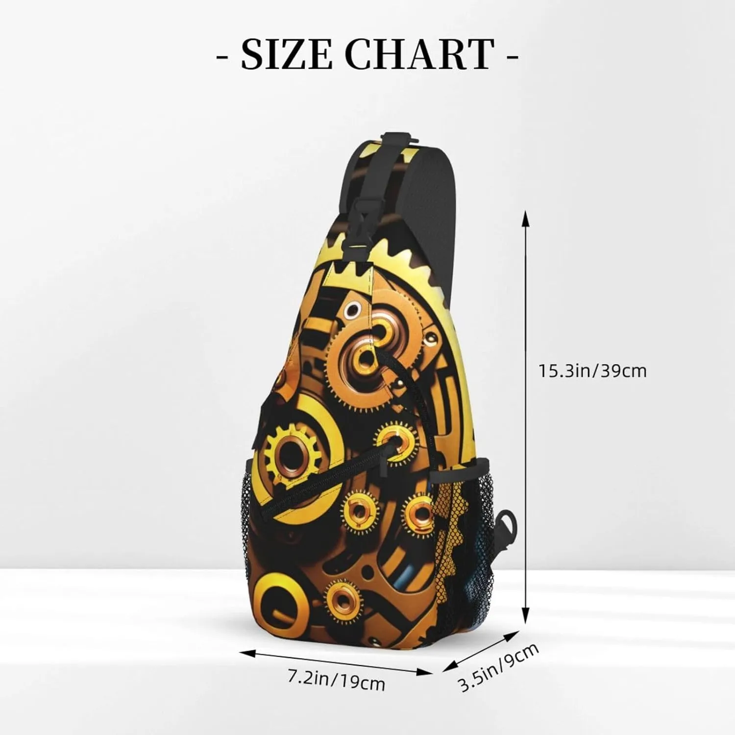 Mechanical Gold Disc Sling Bag For Women Mencross Sling Bag Fashion Crossbody Shoulder Bag Chest Bag For Hiking Travel