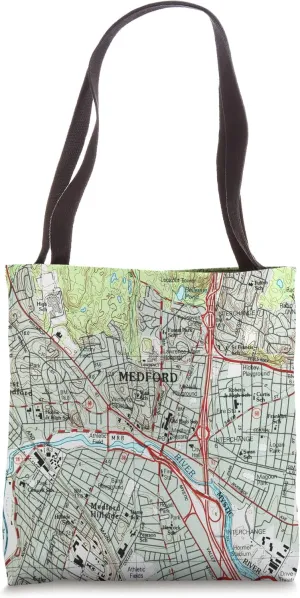 Medford Massachusetts Map Tote Bag