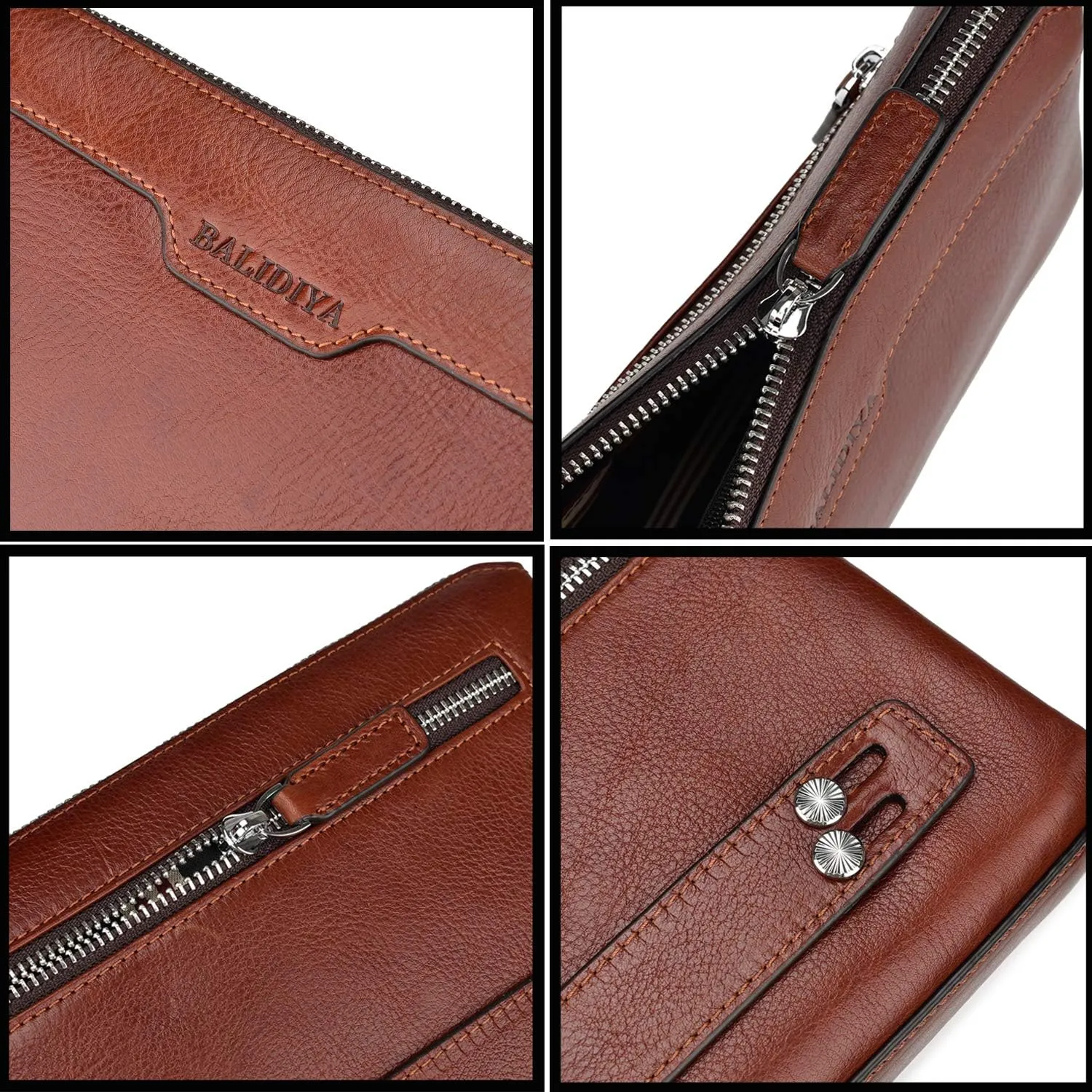 Men Clutch Bags Genuine Leather Purse Wallet Large Capacity Business Card Organizer Purse…