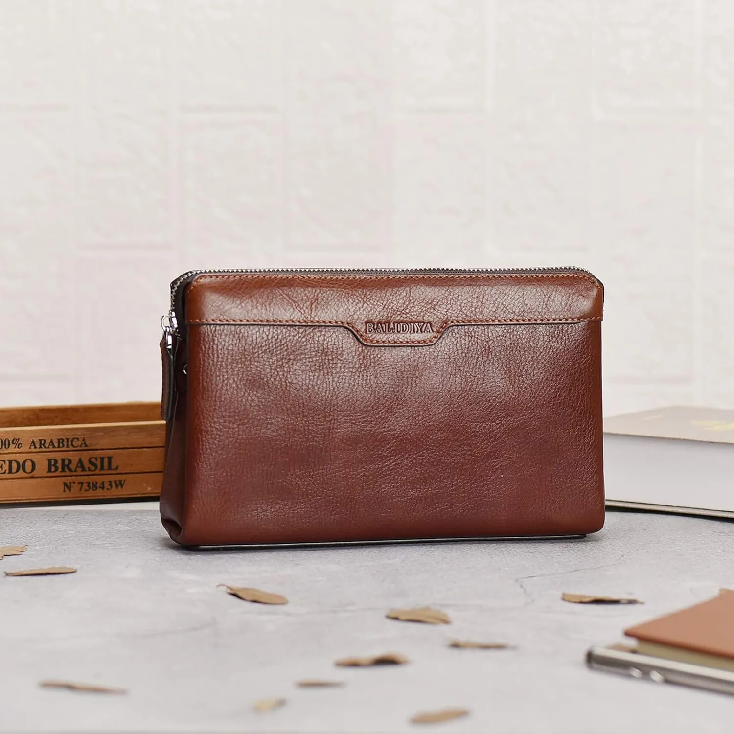 Men Clutch Bags Genuine Leather Purse Wallet Large Capacity Business Card Organizer Purse…
