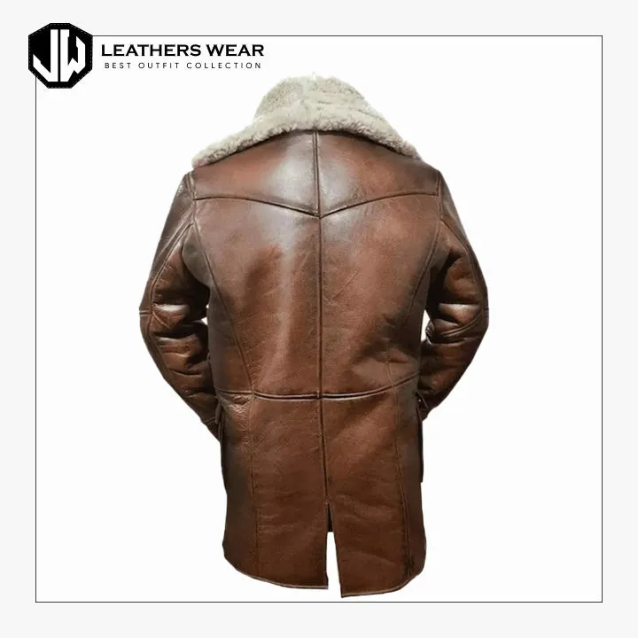 Men's Brown Shearling Long Coat