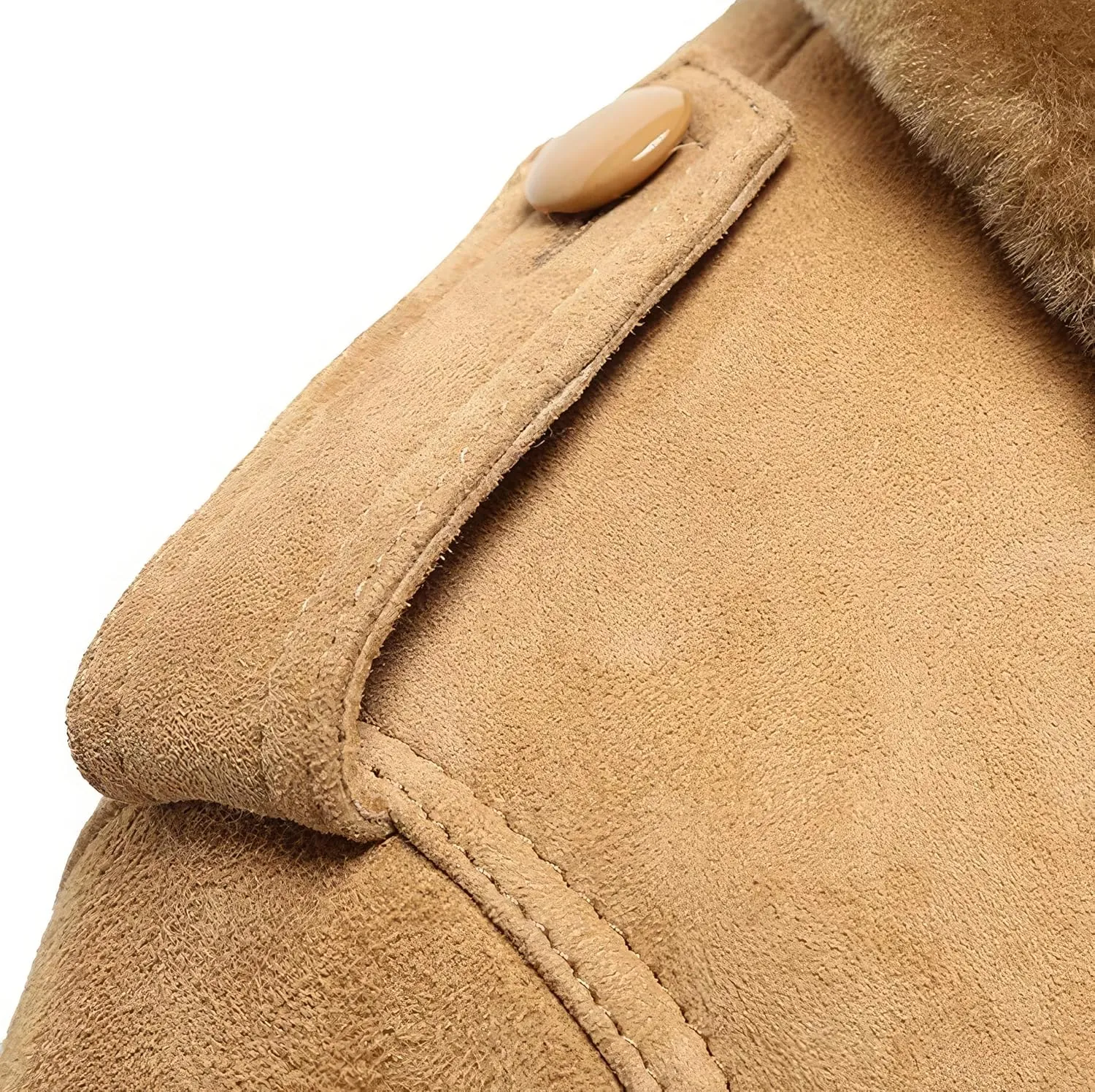 Mens RAF Aviator Brown Sheepskin Leather Faux Fur Single Breasted Coat - B3 Bomber Flying Pilot Mid Length Trench Coat Men