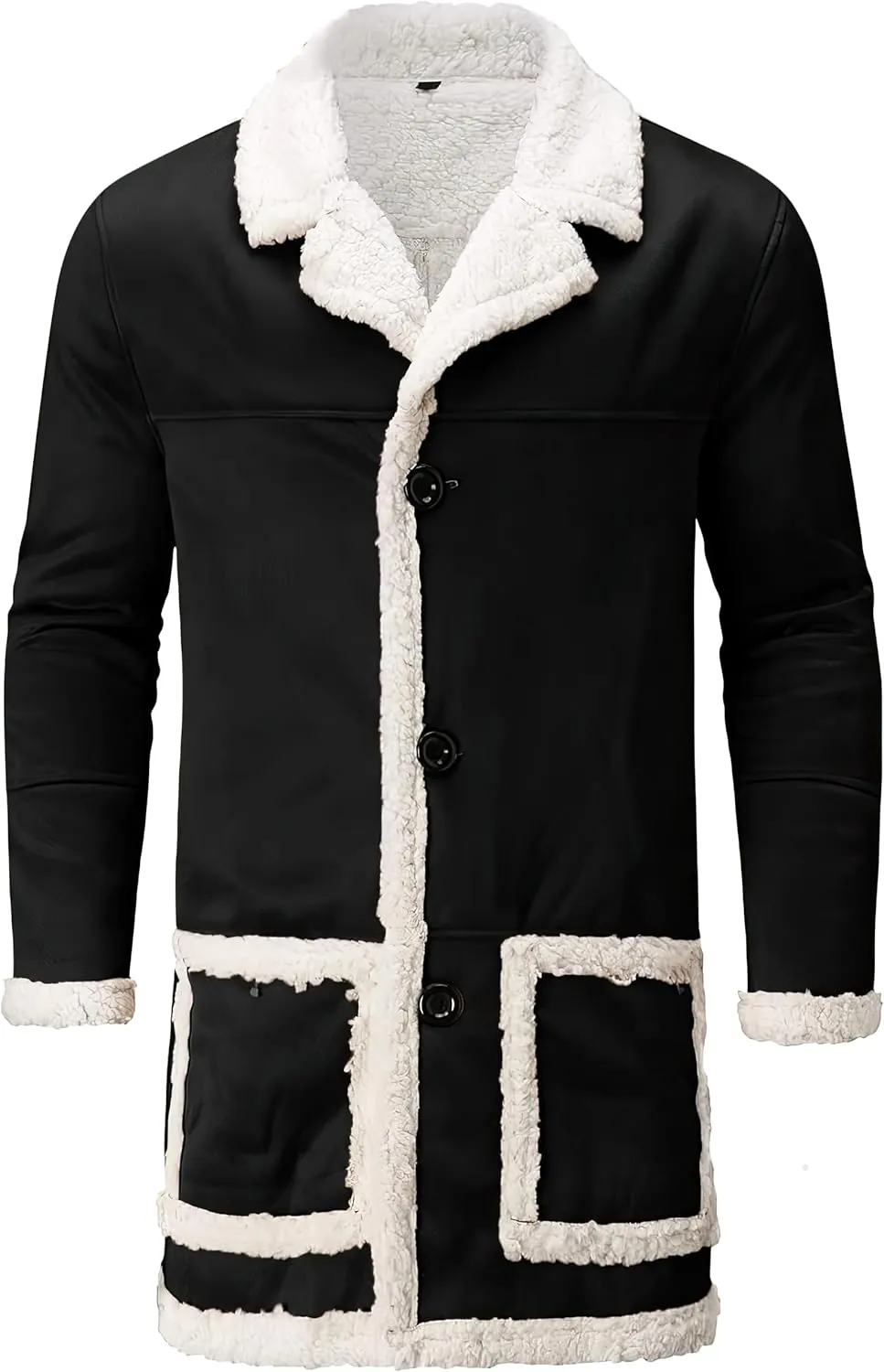 Mens RAF Aviator Genuine Sheepskin Shearling Single Breasted Leather Coat - Parka B3 Bomber Mid Length Trench Coat For Men