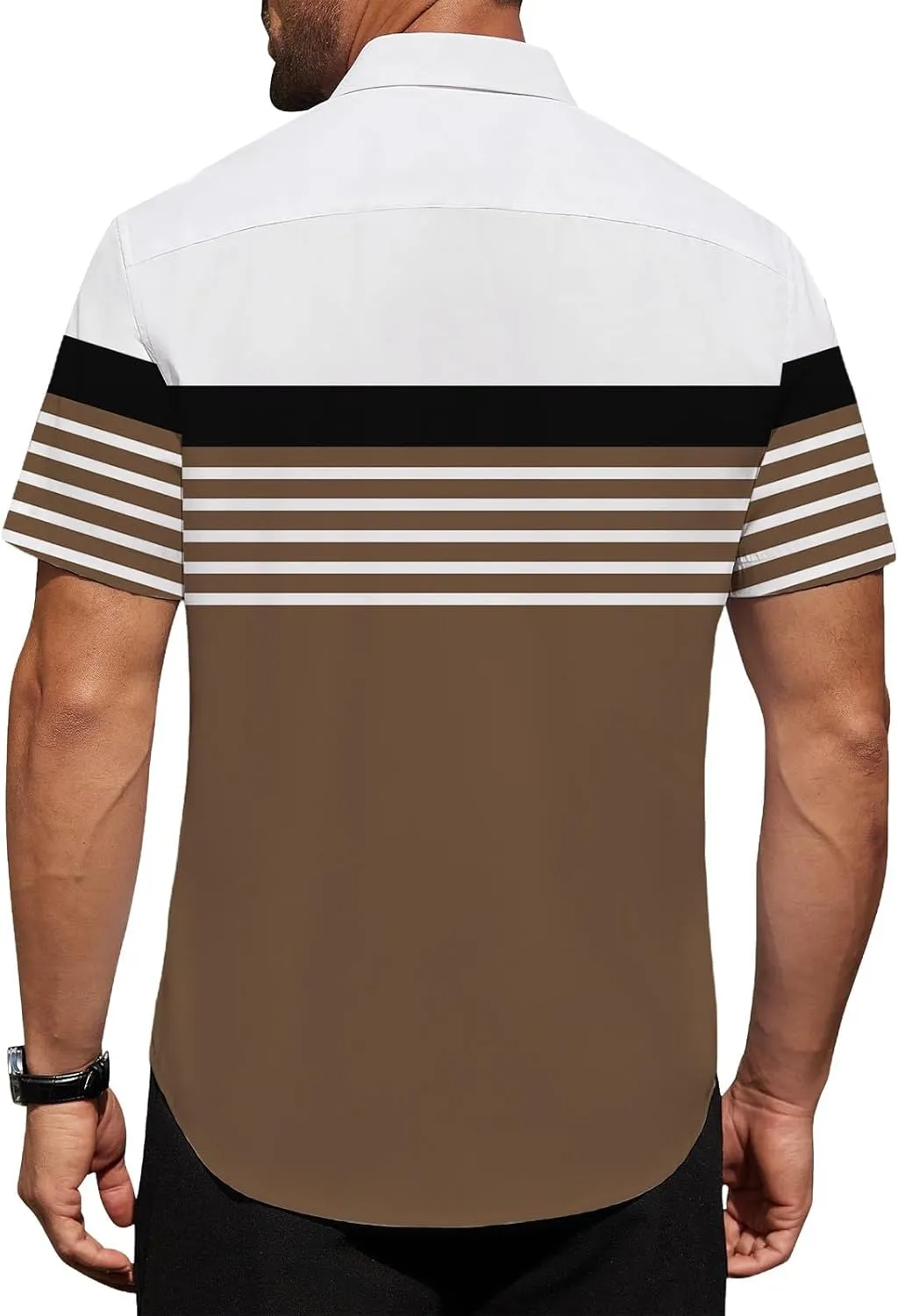 Mens Shirts Tropical Printed Short Sleeve Shirt Summer Coconut Tree T-Shirts Button Down Stand Collar Workout Tops