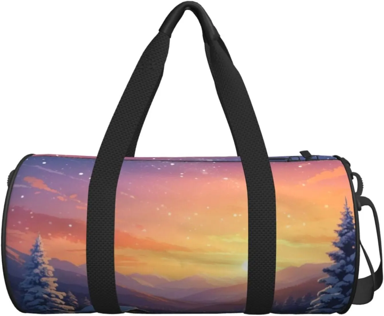 Merry Christmas Snow Stars Printed Travel Bag,Round Personal Item Storage bag,Foldie Duffel Bag for Traveling Vacation,Fitness,Sports