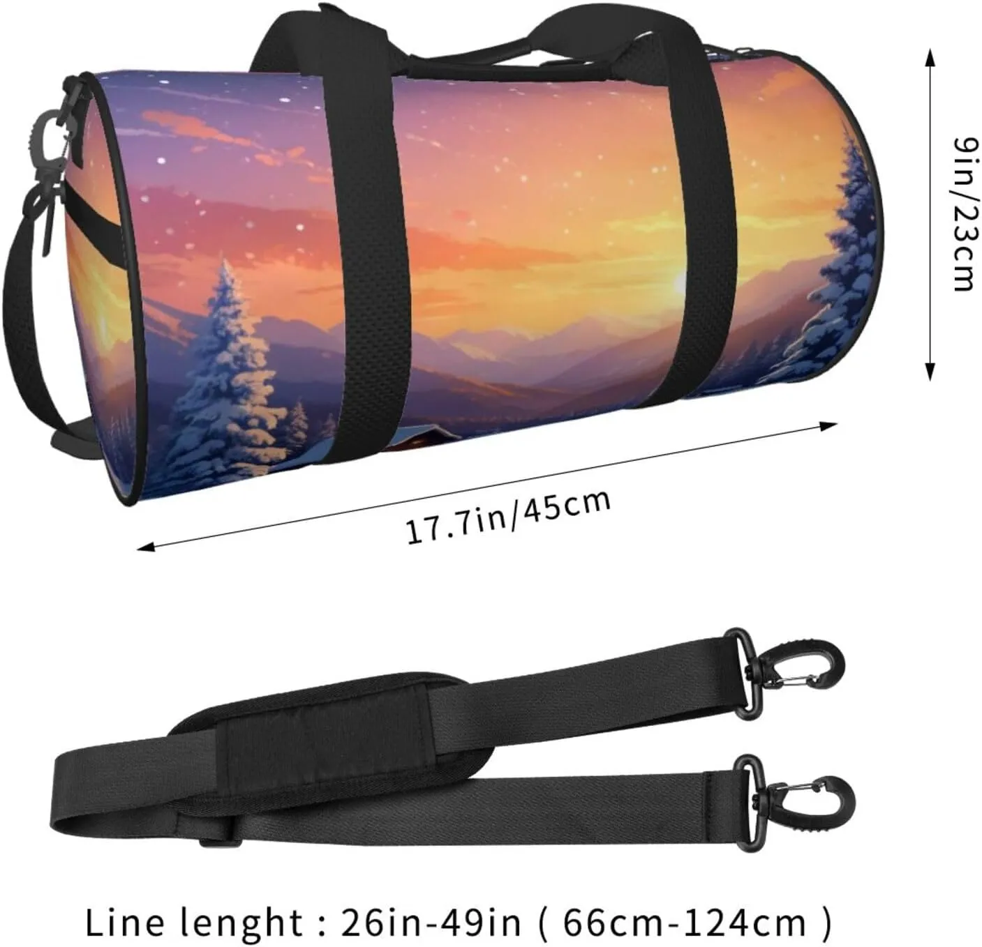 Merry Christmas Snow Stars Printed Travel Bag,Round Personal Item Storage bag,Foldie Duffel Bag for Traveling Vacation,Fitness,Sports