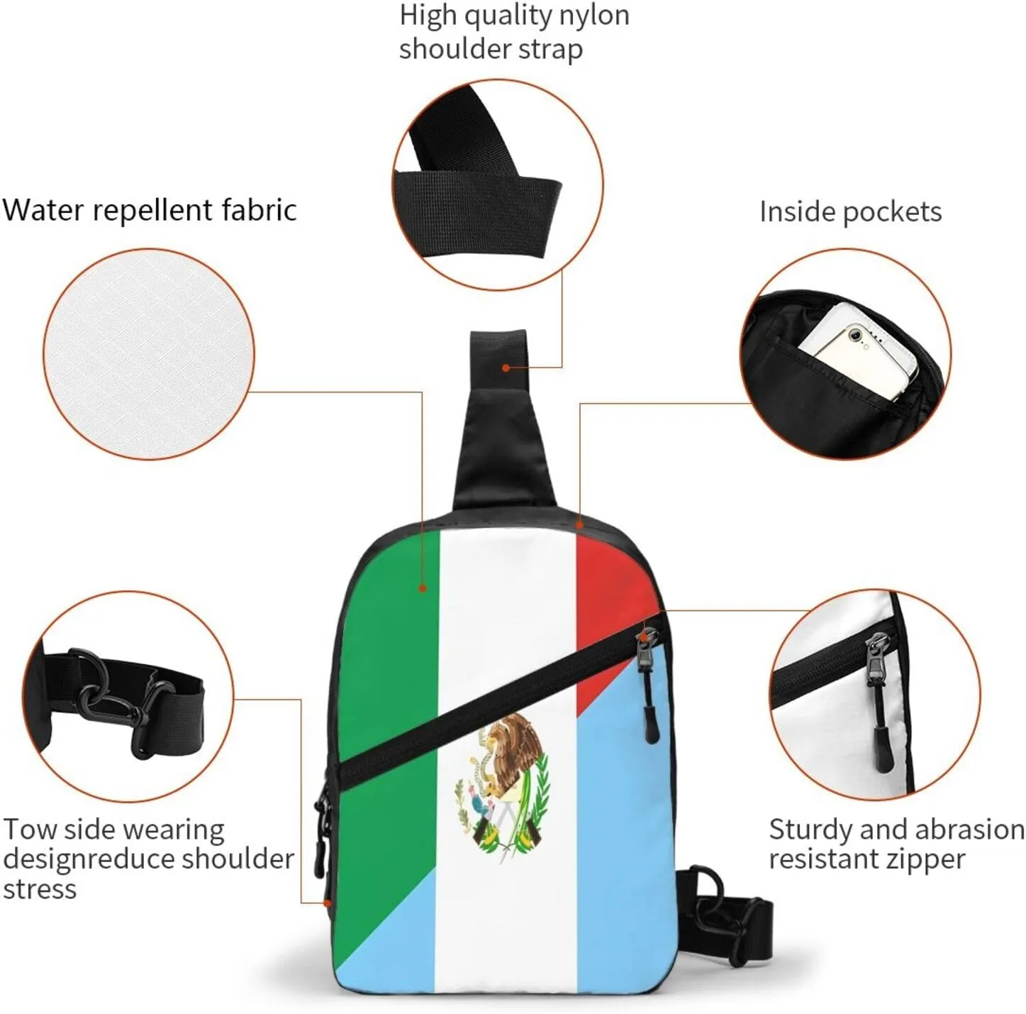 Mexico Guatemala Guatemalan Flag Crossbody Bag Portable Sling Bags Foldable Chest Daypack Reusable Sports Shoulder Backpack Diagonally Casual Rucksack Travel Bag