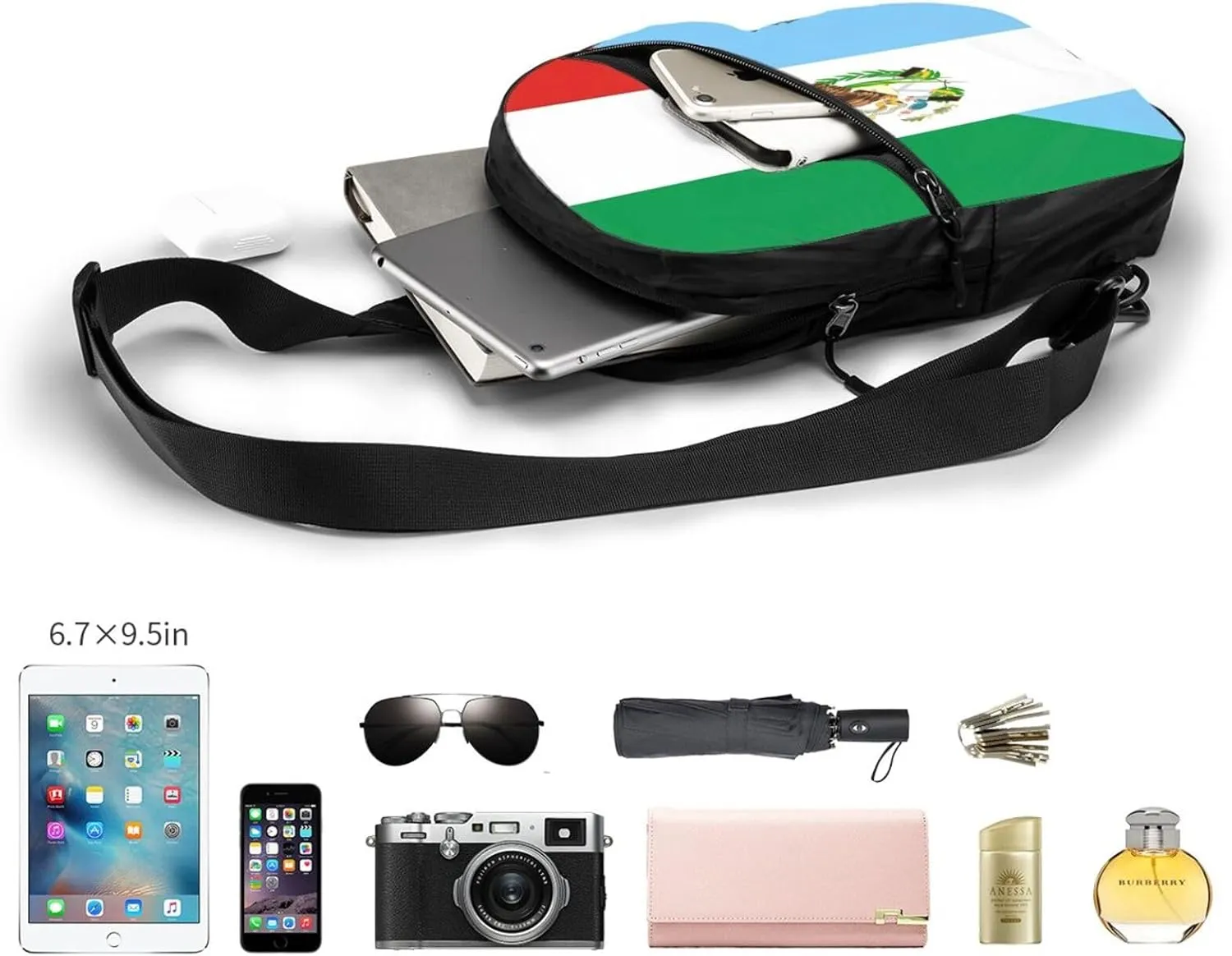 Mexico Guatemala Guatemalan Flag Crossbody Bag Portable Sling Bags Foldable Chest Daypack Reusable Sports Shoulder Backpack Diagonally Casual Rucksack Travel Bag