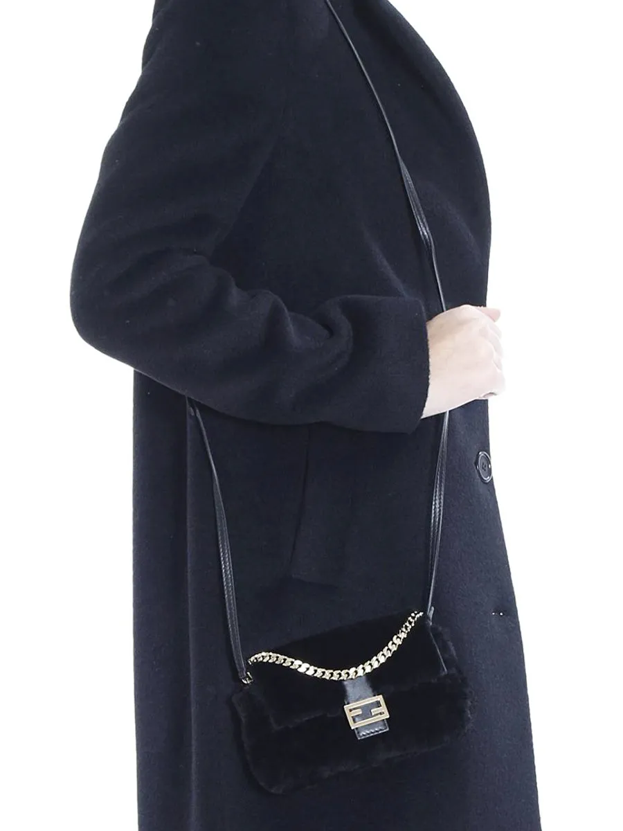 Micro Baguette in Shearling Black