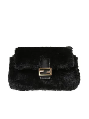 Micro Baguette in Shearling Black