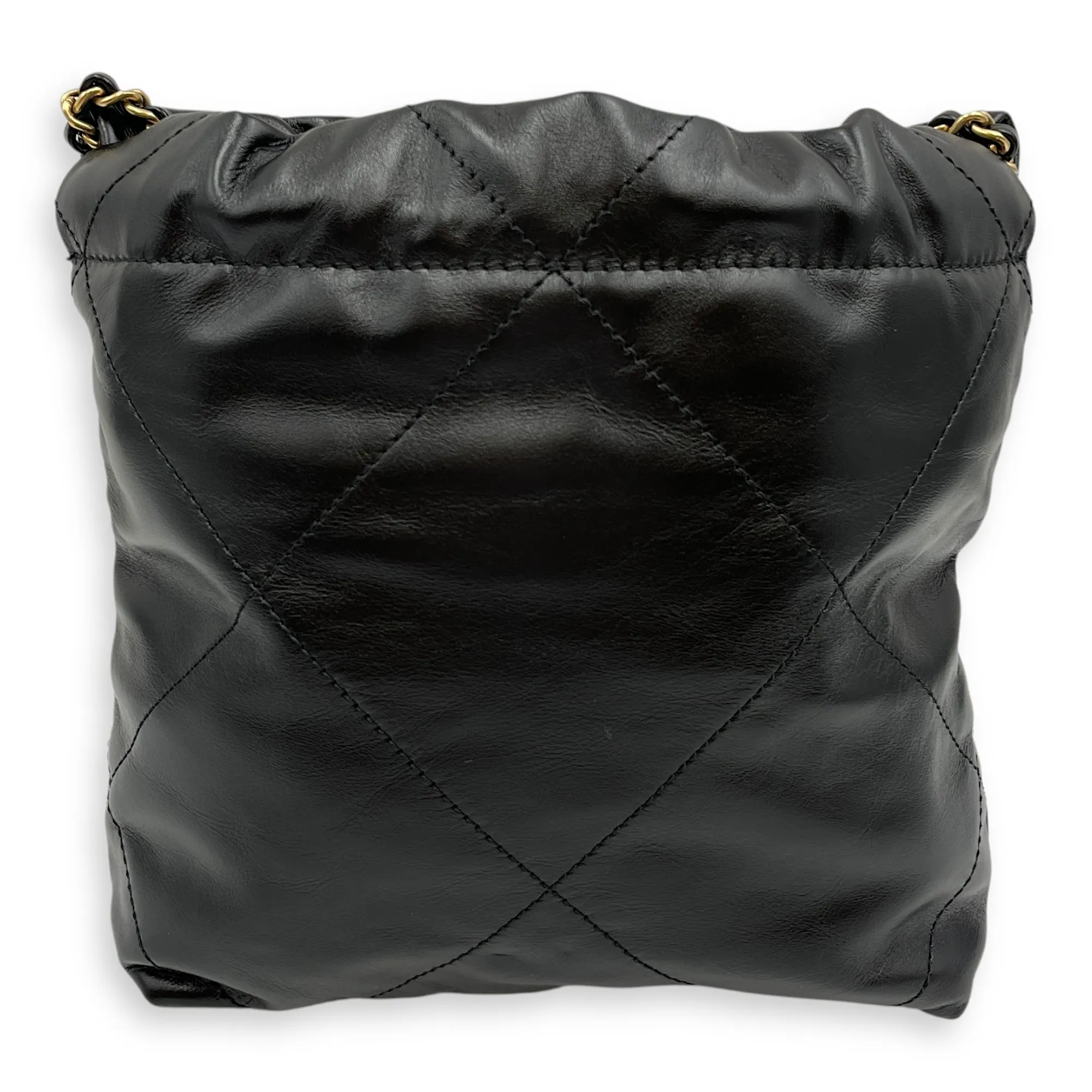 Mini 22 Black Crossbody Bag in Calfskin, Gold hardware