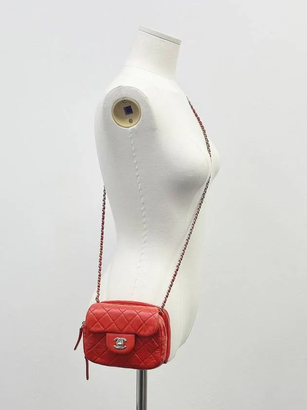 Mini Bag Chanel Lambskin Matrasse Seamless Cross Global delivery 15th Chain 4VCHB34243 Red