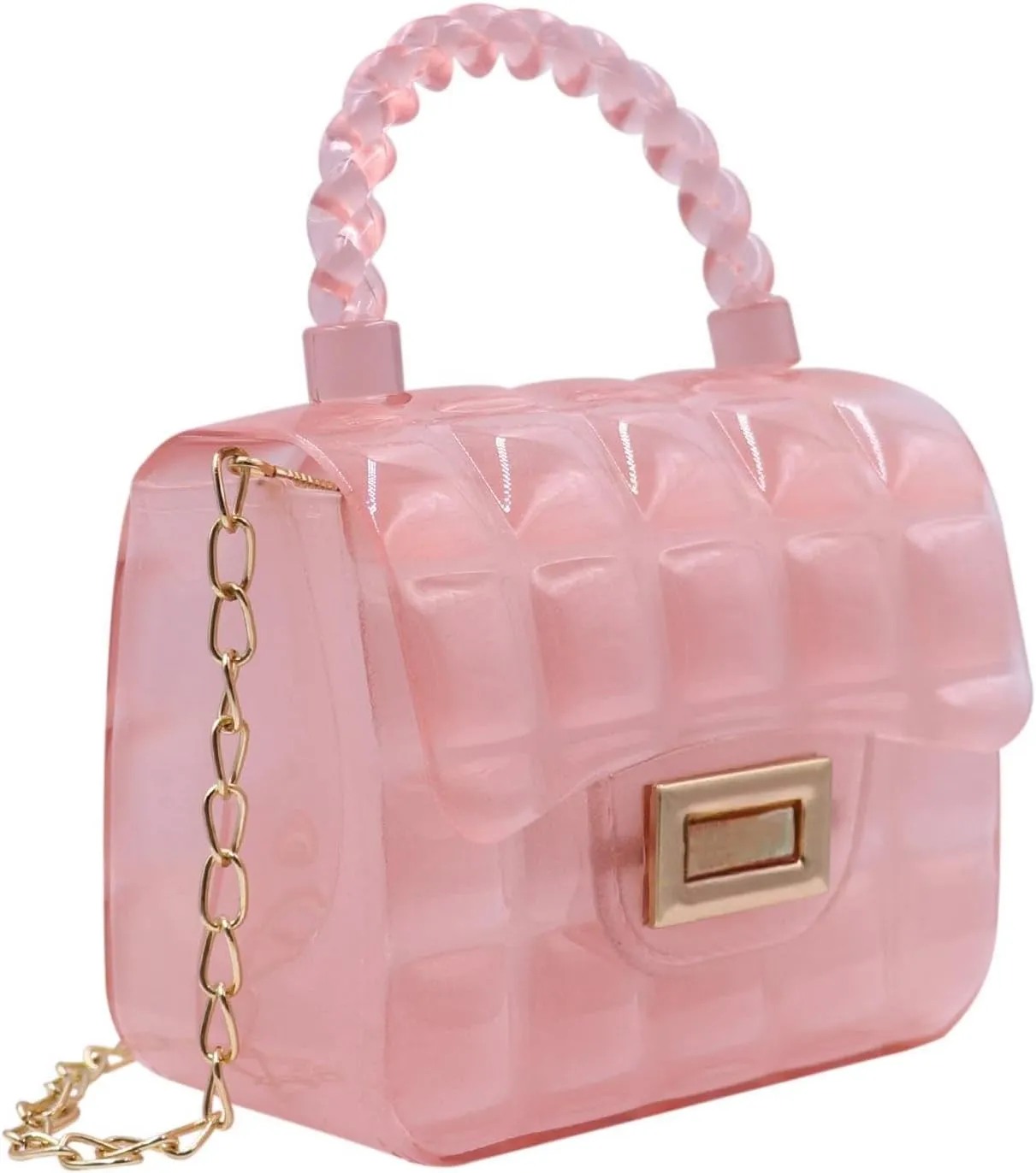 Mini Candy Color Jelly Crossbody Purse for Little Girls Women Transparent Cassette Handbag Shoulder Bag with Top Handle