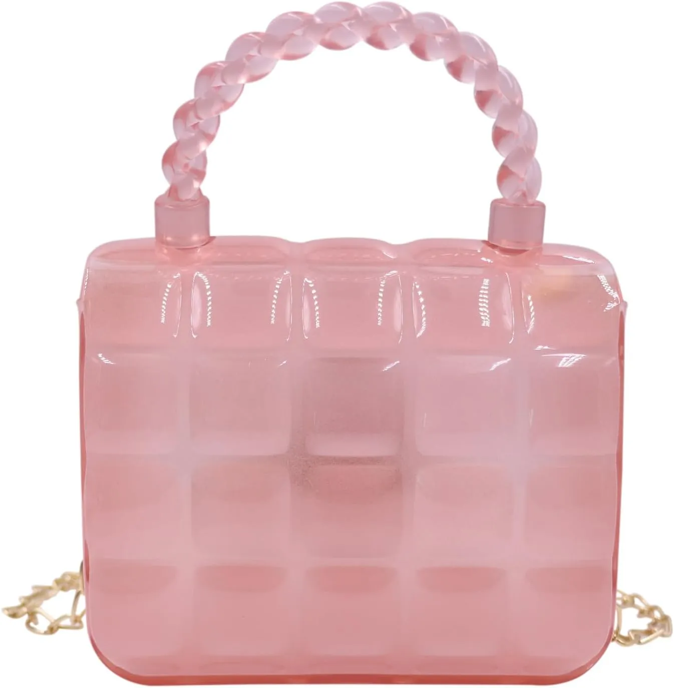 Mini Candy Color Jelly Crossbody Purse for Little Girls Women Transparent Cassette Handbag Shoulder Bag with Top Handle
