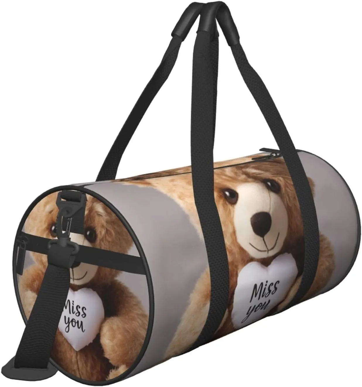Miss you bear Printed Travel Bag,Round Personal Item Storage bag,Foldie Duffel Bag for Traveling Vacation,Fitness,Sports