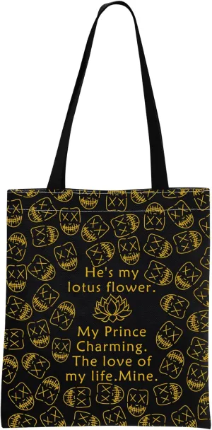 MNIGIU Book Gift He’s My Lotus Flower Tote Bag Book Merch Kent Dark Romance Gift for Bookish Smut Lover