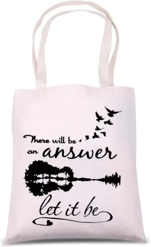 MNIGIU Song Lyrics Inspired Gift There Will Be Answer Let It Be Tote Bag Music Album Gift Music Fan Gift Music Album Handag
