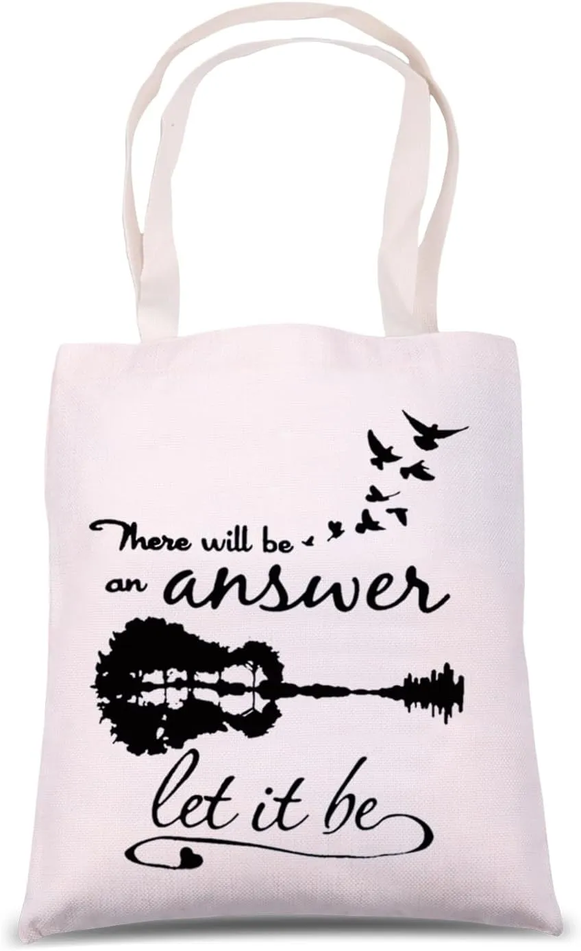 MNIGIU Song Lyrics Inspired Gift There Will Be Answer Let It Be Tote Bag Music Album Gift Music Fan Gift Music Album Handag