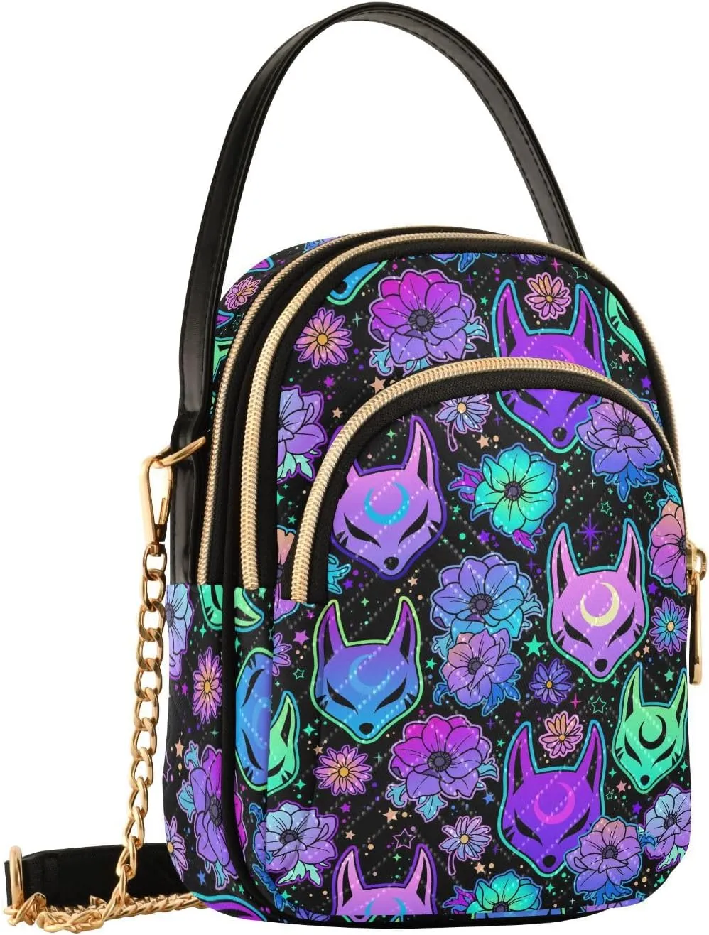 MNSRUU Quilted Crossbody Bags for Women Trendy, Women's Crossbody Handbags Goth Skull Travel Cell Phone Purses Bags