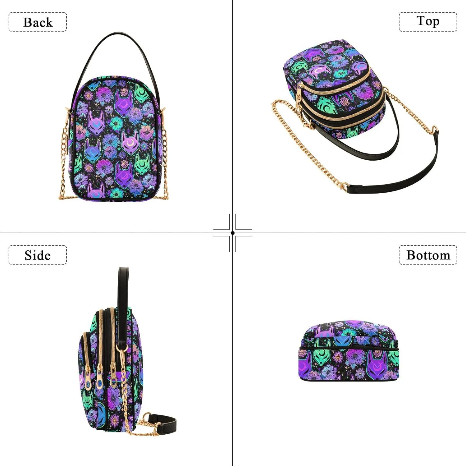 MNSRUU Quilted Crossbody Bags for Women Trendy, Women's Crossbody Handbags Goth Skull Travel Cell Phone Purses Bags