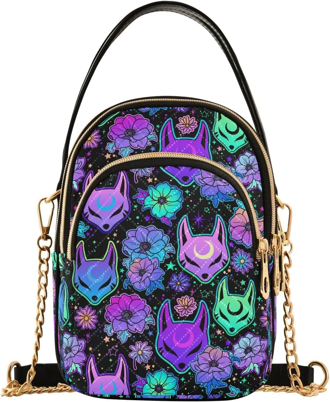 MNSRUU Quilted Crossbody Bags for Women Trendy, Women's Crossbody Handbags Goth Skull Travel Cell Phone Purses Bags