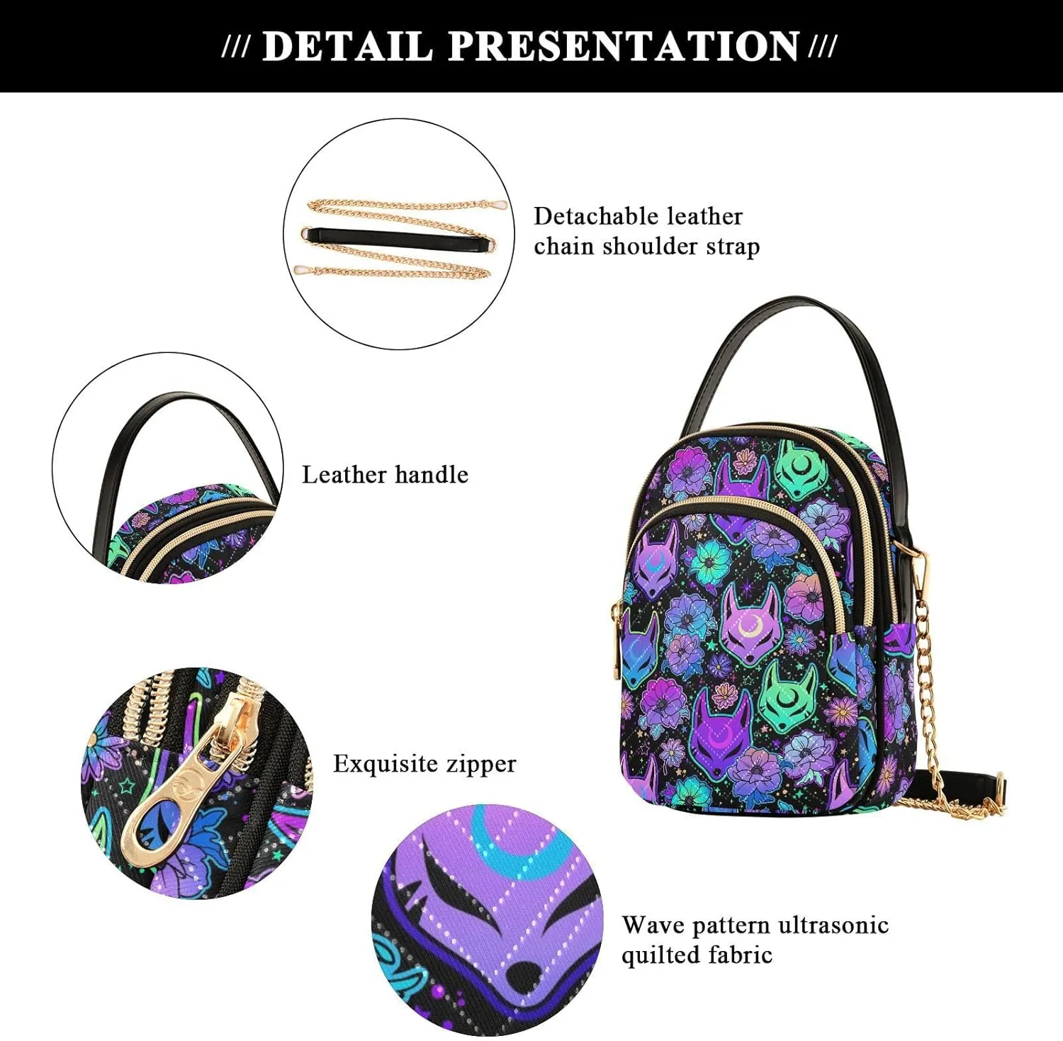 MNSRUU Quilted Crossbody Bags for Women Trendy, Women's Crossbody Handbags Goth Skull Travel Cell Phone Purses Bags