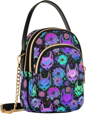 MNSRUU Quilted Crossbody Bags for Women Trendy, Women's Crossbody Handbags Goth Skull Travel Cell Phone Purses Bags