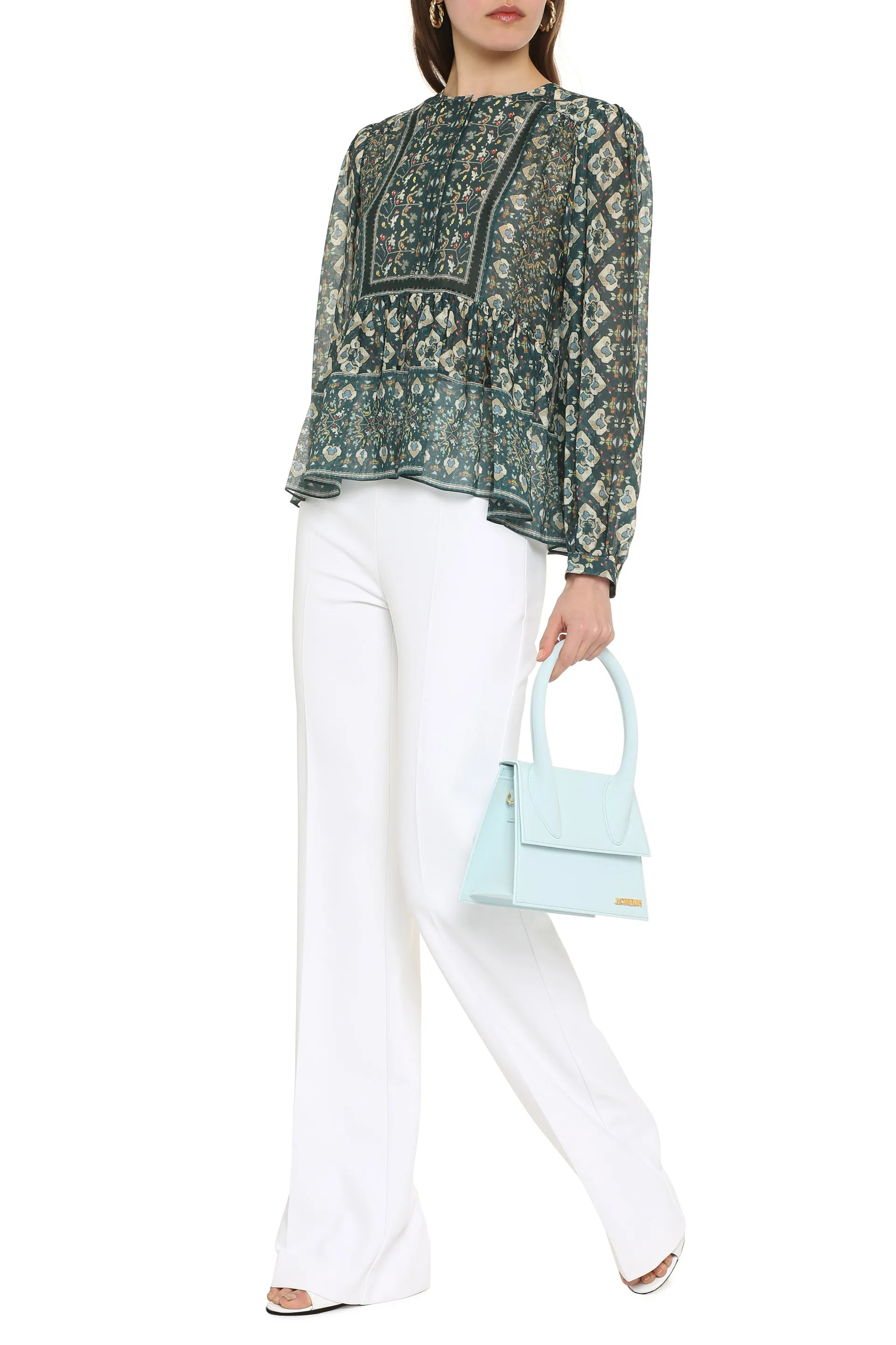 Moeni printed silk blouse