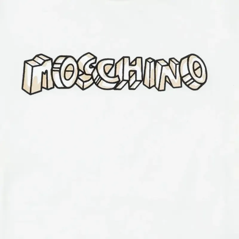 Moschino White Logo Patch Dungree Set