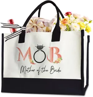 Mother of the Bride Tote Bag for Woman, Mother Tote Bag for Wedding Engagement Bridal shower, 17 x 11.8 x 7 Inches