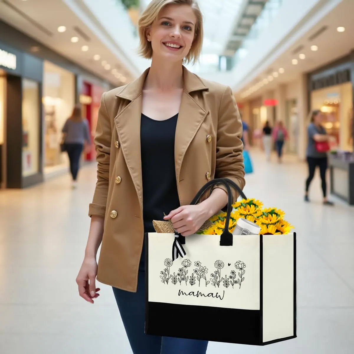 Mothers Day Gifts Grandma Mimi Gigi Mamaw Memaw Abuela Gifts Tote Bag for Women Female Holiday Vacation Beach Bag