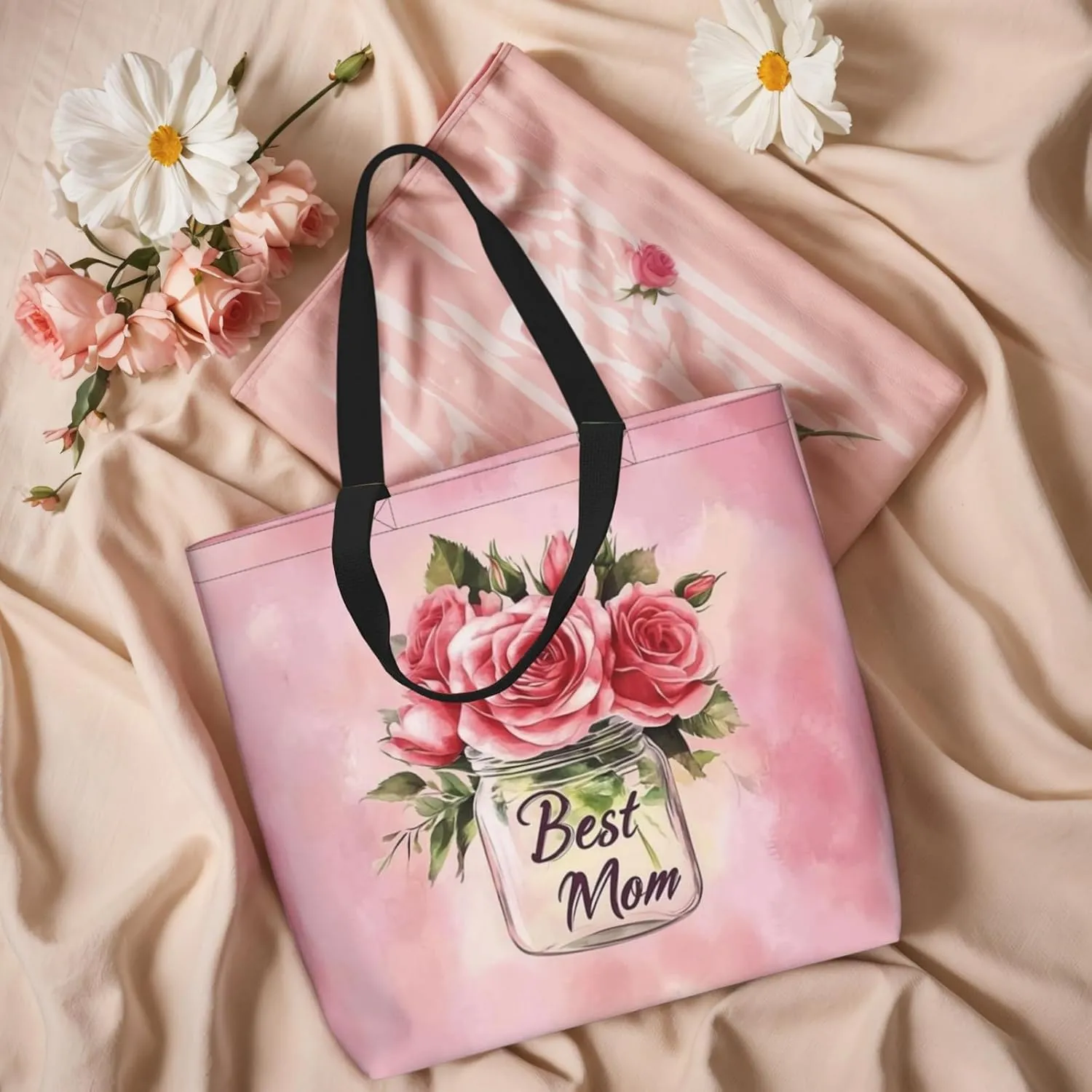 Mothers Day Tote Bag With Zipper Women Mom Bags Large Mama tote bag Reusable With Handles Mother Gifts