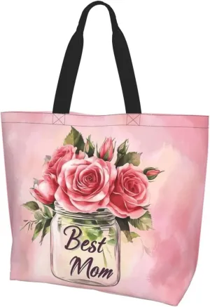 Mothers Day Tote Bag With Zipper Women Mom Bags Large Mama tote bag Reusable With Handles Mother Gifts