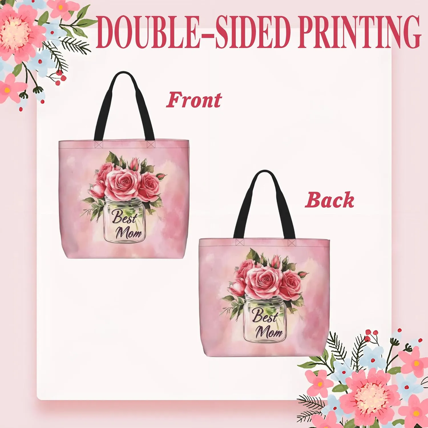 Mothers Day Tote Bag With Zipper Women Mom Bags Large Mama tote bag Reusable With Handles Mother Gifts
