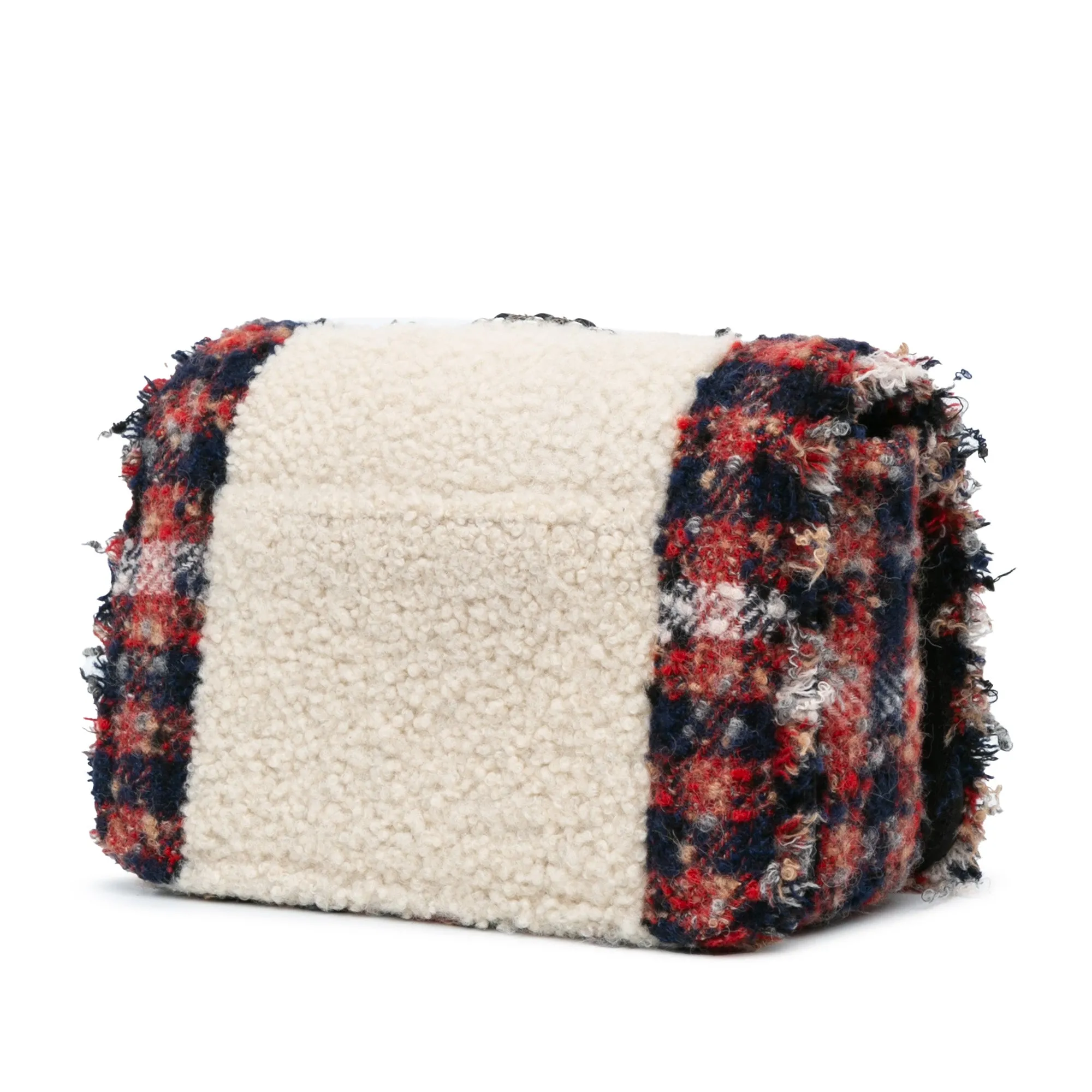 Multi Chanel CC Tweed and Shearling Single Flap Crossbody Bag