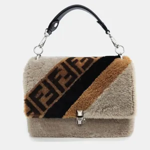 Multicolor Shearling Kan Crossbody Bag