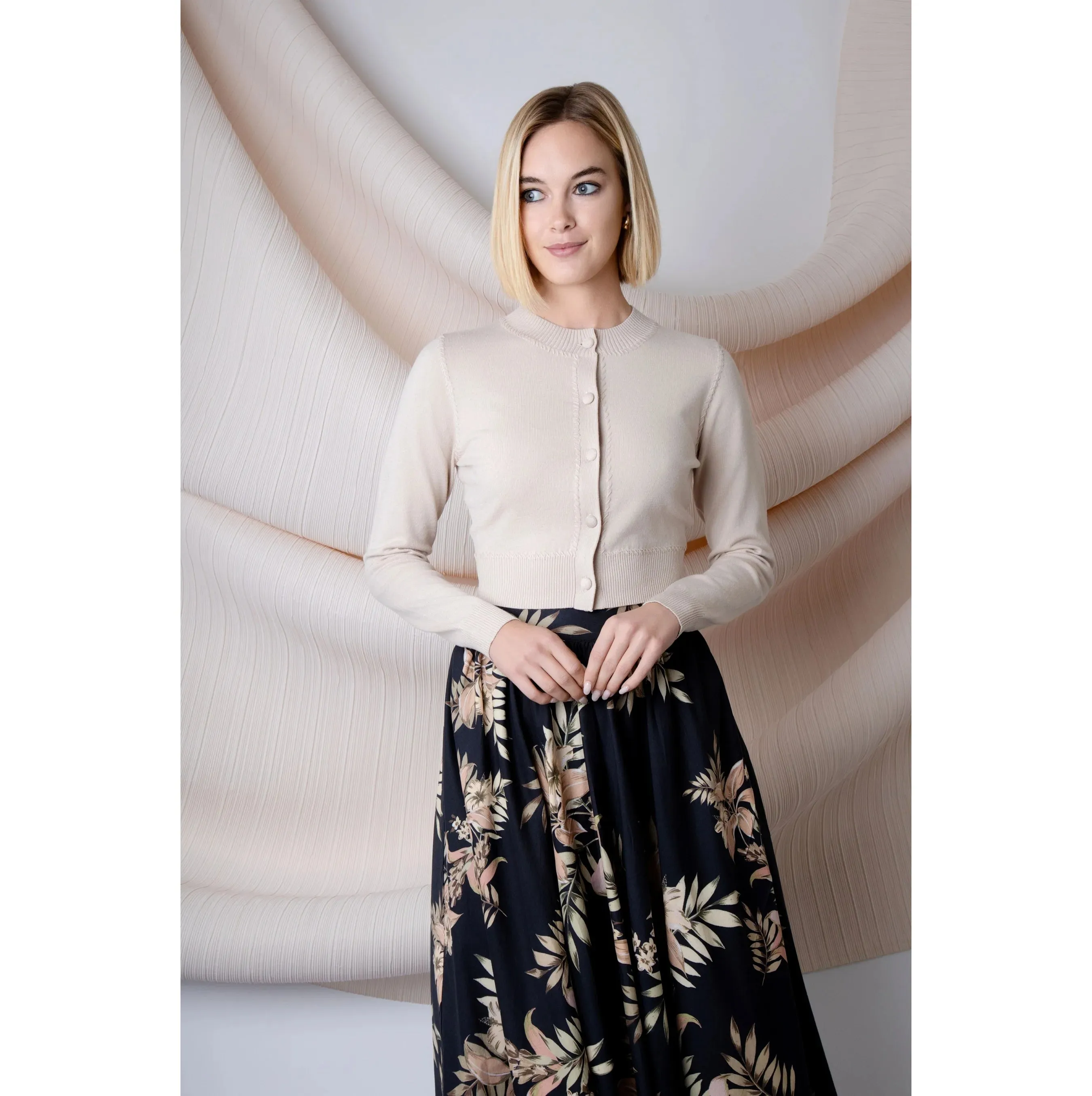 MUN Black Floral Printed Sienna 36" Skirt