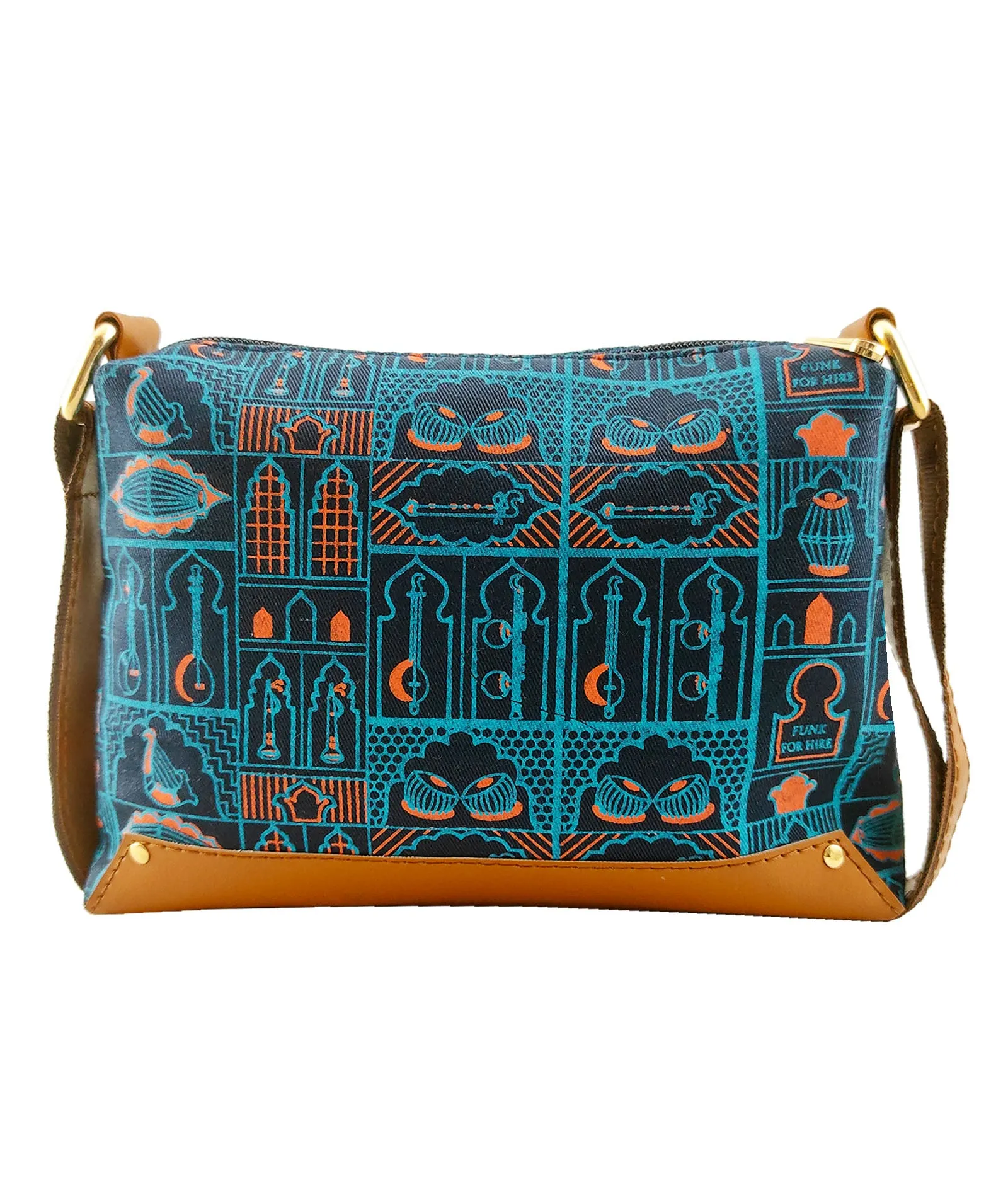 Music Wall  Printed Canvas box Sling Bag Navy
