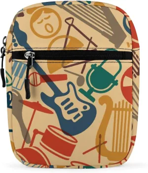 Musical Instruments Drum Guitar Casual Crossbody Bags for Women Men Mini Sling Purse Shoulder Messenger Bag