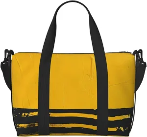 Mustard Yellow Printed Travel Duffel Bag for Men Women Shoulder Weekender Overnight Bags for for Beach Swim Sports Gym
